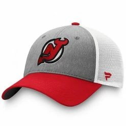 Men's Fanatics Branded Gray/Red New Jersey Devils Trucker Snapback Hat
