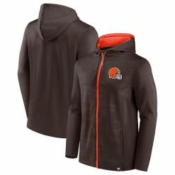 Men's Fanatics Branded Brown/Orange Cleveland Browns Ball Carrier Full-Zip Hoodie -Metaverse shop unnamed file 4785