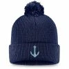 Men's Fanatics Branded Deep Sea Blue Seattle Kraken Secondary Logo Cuffed Knit Hat With Pom