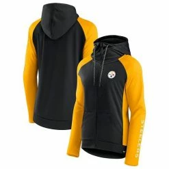 Women's Fanatics Branded Black/Gold Pittsburgh Steelers End Around Raglan Full-Zip Hoodie -Metaverse shop unnamed file 4888