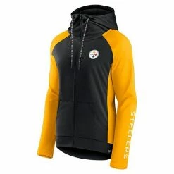 Women's Fanatics Branded Black/Gold Pittsburgh Steelers End Around Raglan Full-Zip Hoodie -Metaverse shop unnamed file 4889