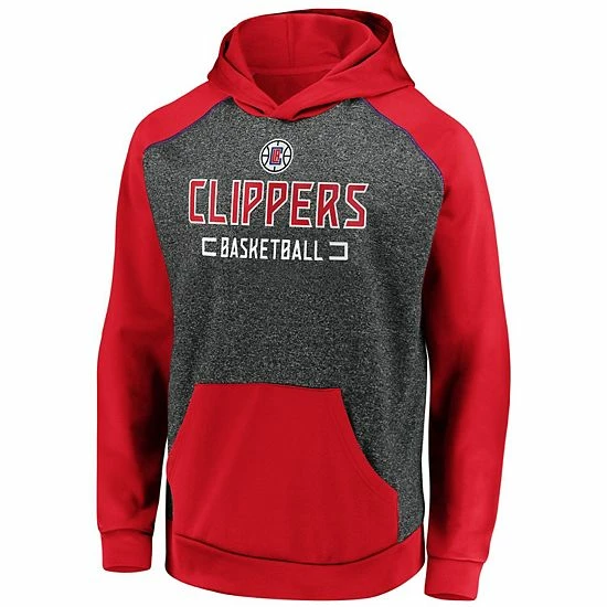 Men's Fanatics Branded Heathered Charcoal/Red LA Clippers Game Day Ready Raglan Pullover Hoodie 5 Men's Fanatics Branded Heathered Charcoal/Red LA Clippers Game Day Ready Raglan Pullover Hoodie - Image 3
