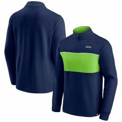 Men's Fanatics Branded College Navy/Neon Green Seattle Seahawks Block Party Quarter-Zip Jacket