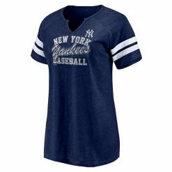 Women's Fanatics Branded Heather Navy New York Yankees Quick Out Tri-Blend Raglan Notch Neck T-Shirt -Metaverse shop unnamed file 4969
