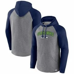 Men's Fanatics Branded Heathered Gray/College Navy Seattle Seahawks By Design Raglan Pullover Hoodie -Metaverse shop unnamed file 5139