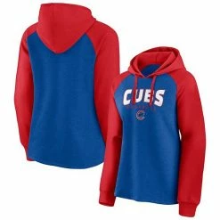 Women's Fanatics Branded Royal/Red Chicago Cubs Recharged Raglan Pullover Hoodie