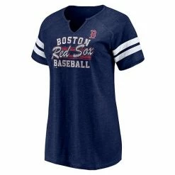 Women's Fanatics Branded Heather Navy Boston Red Sox Quick Out Tri-Blend Raglan Notch Neck T-Shirt -Metaverse shop unnamed file 5186