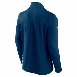 Men's Fanatics Branded Heather Deep Sea Blue Seattle Kraken Authentic Pro Rink Quarter-Zip Jacket -Metaverse shop unnamed file 5234