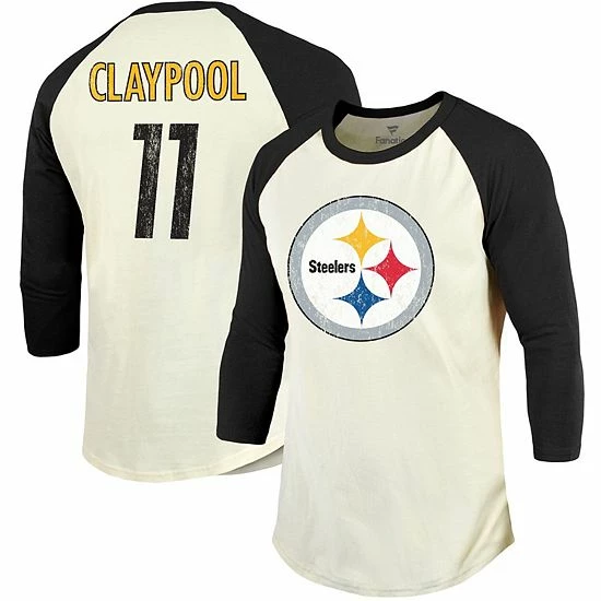 Men's Fanatics Branded Chase Claypool Cream/Black Pittsburgh Steelers Player Raglan Name & Number 3/4-Sleeve T-Shirt Men's Fanatics Branded Chase Claypool Cream/Black Pittsburgh Steelers Player Raglan Name & Number 3/4-Sleeve T-Shirt -Metaverse shop unnamed file 5298