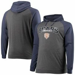 Men's Fanatics Branded Navy/Heathered Charcoal Chicago Bears Big & Tall Lightweight Raglan Pullover Hoodie -Metaverse shop unnamed file 538