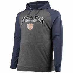 Men's Fanatics Branded Navy/Heathered Charcoal Chicago Bears Big & Tall Lightweight Raglan Pullover Hoodie -Metaverse shop unnamed file 539
