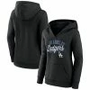 Women's Fanatics Branded Black Los Angeles Dodgers Simplicity Crossover V-Neck Pullover Hoodie