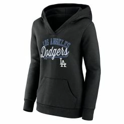 Women's Fanatics Branded Black Los Angeles Dodgers Simplicity Crossover V-Neck Pullover Hoodie -Metaverse shop unnamed file 5416