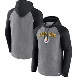 Men's Fanatics Branded Heathered Gray/Black Pittsburgh Steelers By Design Raglan Pullover Hoodie -Metaverse shop unnamed file 5431