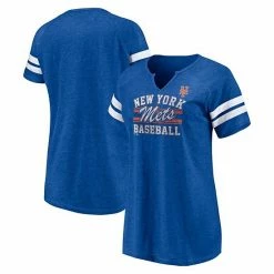 Women's Fanatics Branded Heather Royal New York Mets Quick Out Tri-Blend Raglan Notch Neck T-Shirt -Metaverse shop unnamed file 5455