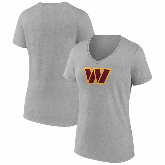 Women's Fanatics Branded Heathered Gray Washington Commanders Primary Logo V-Neck T-Shirt Women's Fanatics Branded Heathered Gray Washington Commanders Primary Logo V-Neck T-Shirt -Metaverse shop unnamed file 5673