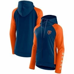 Women's Fanatics Branded Navy/Orange Chicago Bears End Around Raglan Full-Zip Hoodie
