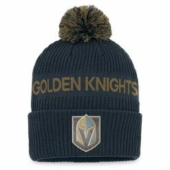 Men's Fanatics Branded Gray/Gold Vegas Golden Knights 2022 NHL Draft Authentic Pro Cuffed Knit Hat With Pom