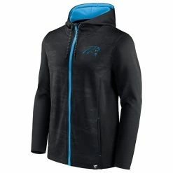 Men's Fanatics Branded Black/Blue Carolina Panthers Ball Carrier Full-Zip Hoodie -Metaverse shop unnamed file 5778