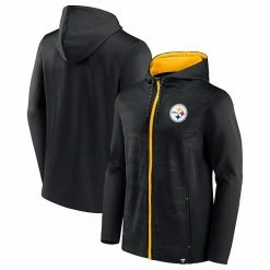 Men's Fanatics Branded Black/Gold Pittsburgh Steelers Ball Carrier Full-Zip Hoodie -Metaverse shop unnamed file 587