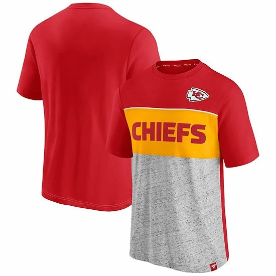 Men's Fanatics Branded Red/Heathered Gray Kansas City Chiefs Colorblock T-Shirt 4 Men's Fanatics Branded Red/Heathered Gray Kansas City Chiefs Colorblock T-Shirt - Image 2
