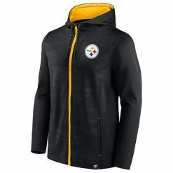 Men's Fanatics Branded Black/Gold Pittsburgh Steelers Ball Carrier Full-Zip Hoodie -Metaverse shop unnamed file 588