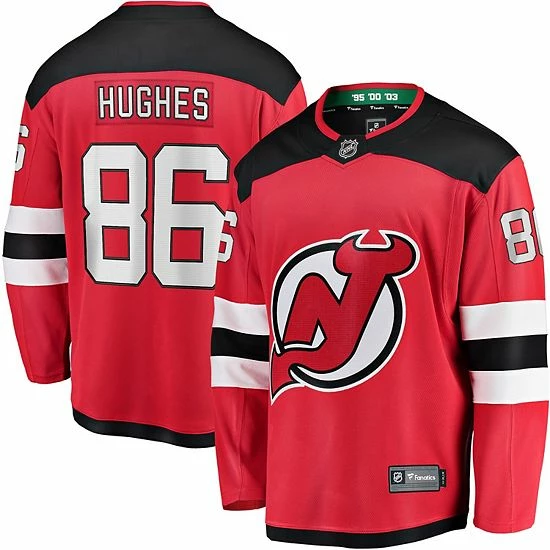 Men's Fanatics Branded Jack Hughes Red New Jersey Devils Home Premier Breakaway Player Jersey 3 Men's Fanatics Branded Jack Hughes Red New Jersey Devils Home Premier Breakaway Player Jersey