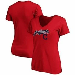 Women's Fanatics Branded Red Cleveland Indians Team Logo Lockup V-Neck T-Shirt 3 Women's Fanatics Branded Red Cleveland Indians Team Logo Lockup V-Neck T-Shirt -Metaverse shop unnamed file 5981
