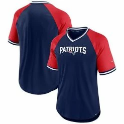 Men's Fanatics Branded Navy/Red New England Patriots Second Wind Raglan V-Neck T-Shirt -Metaverse shop unnamed file 5988