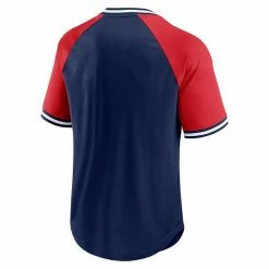 Men's Fanatics Branded Navy/Red New England Patriots Second Wind Raglan V-Neck T-Shirt -Metaverse shop unnamed file 5990