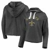 Women's Fanatics Branded Heathered Charcoal New Orleans Saints Historic Logo Sport Resort Vintage Arc Cropped Raw Edge Pullover Hoodie -Metaverse shop unnamed file 6078