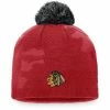 Women's Fanatics Branded Red/Black Chicago Blackhawks Authentic Pro Team Locker Room Beanie With Pom