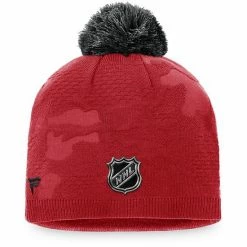 Women's Fanatics Branded Red/Black Chicago Blackhawks Authentic Pro Team Locker Room Beanie With Pom -Metaverse shop unnamed file 6095