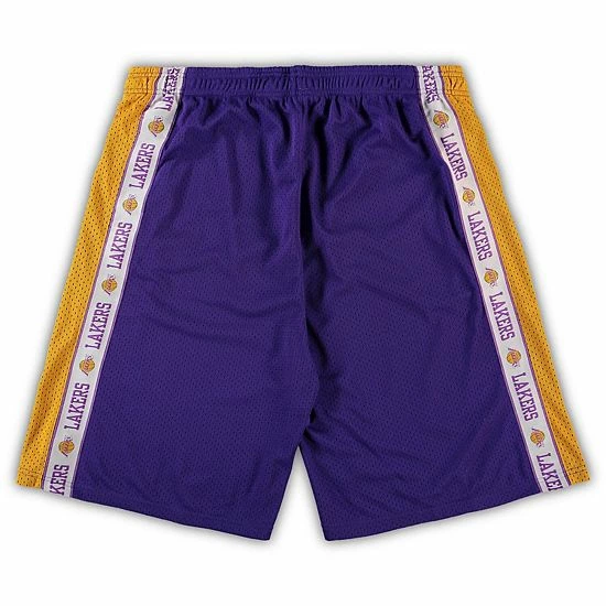 Men's Fanatics Branded Purple/Gold Los Angeles Lakers Big & Tall Tape Mesh Shorts