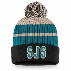 Men's Fanatics Branded Black San Jose Sharks True Classics Cuffed Knit Hat With Pom