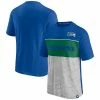 Men's Fanatics Branded Royal/Heathered Gray Seattle Seahawks Throwback Colorblock T-Shirt -Metaverse shop unnamed file 6148