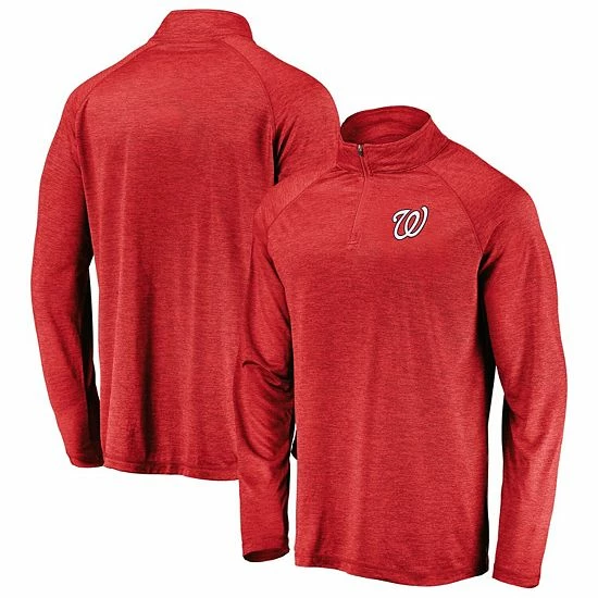Men's Fanatics Branded Red Washington Nationals Iconic Striated Primary Logo Raglan Quarter-Zip Pullover Jacket 4 Men's Fanatics Branded Red Washington Nationals Iconic Striated Primary Logo Raglan Quarter-Zip Pullover Jacket - Image 2