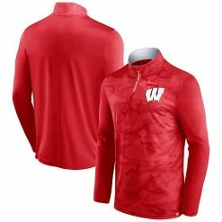 Men's Fanatics Branded Red Wisconsin Badgers Depth Chart Camo Jacquard Quarter-Zip Jacket -Metaverse shop unnamed file 6283