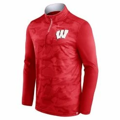 Men's Fanatics Branded Red Wisconsin Badgers Depth Chart Camo Jacquard Quarter-Zip Jacket -Metaverse shop unnamed file 6284