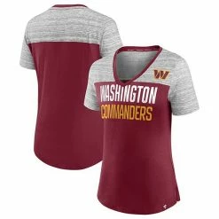 Women's Fanatics Branded Burgundy/Heathered Gray Washington Commanders Close Quarters V-Neck T-Shirt -Metaverse shop unnamed file 6304