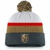 Men's Fanatics Branded White/Gray Vegas Golden Knights Authentic Pro Draft Cuffed Knit Hat With Pom -Metaverse shop unnamed file 6388