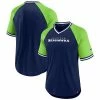 Men's Fanatics Branded College Navy/Neon Green Seattle Seahawks Second Wind Raglan V-Neck T-Shirt -Metaverse shop unnamed file 6405