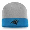 Men's NFL Pro Line By Fanatics Branded Heathered Gray/Blue Carolina Panthers 2-Tone Cuffed Knit Hat