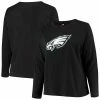 Women's Fanatics Branded Black Philadelphia Eagles Plus Size Primary Logo Long Sleeve T-Shirt -Metaverse shop unnamed file 647