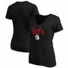 Women's Fanatics Branded Black Cincinnati Reds Team Logo Lockup V-Neck T-Shirt