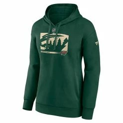 Women's Fanatics Branded Green Minnesota Wild Authentic Pro Core Collection Secondary Logo V-Neck Pullover Hoodie -Metaverse shop unnamed file 679