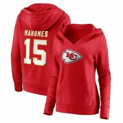Women's Fanatics Branded Patrick Mahomes Red Kansas City Chiefs Player Icon Name & Number Pullover Hoodie