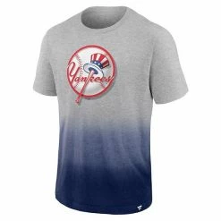 Men's Fanatics Branded Heathered Gray/Heathered Navy New York Yankees Iconic Team Ombre Dip-Dye T-Shirt -Metaverse shop unnamed file 7187