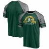 Men's Fanatics Branded Heather Green Oakland Athletics Utility Two-Stripe Raglan Tri-Blend T-Shirt -Metaverse shop unnamed file 7189