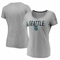 Women's Fanatics Branded Gray Seattle Kraken Space-Dye V-Neck T-Shirt -Metaverse shop unnamed file 7201